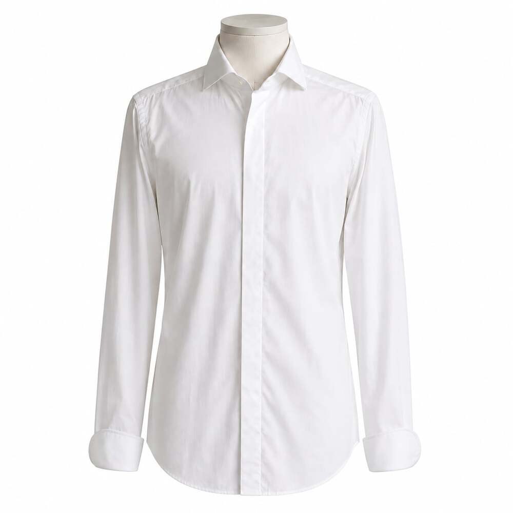 Suitsupply White Twill Slim Fit Tuxedo Shirt Size 38/15